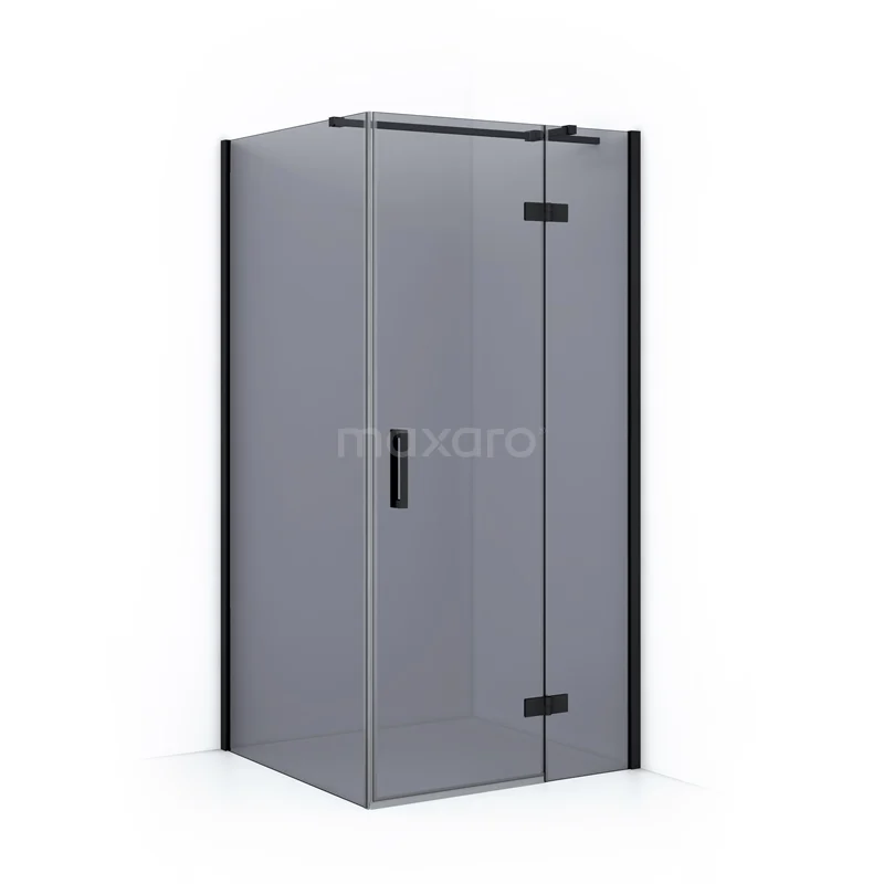 Diamond Shower enclosure | 90x90 cm Matte black Smoke glass Pivot door Square CDB223609311MB
