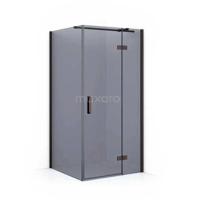 Diamond Shower enclosure | 100x100 cm Black metal Smoke glass Pivot door Square CDB224610311ZMN