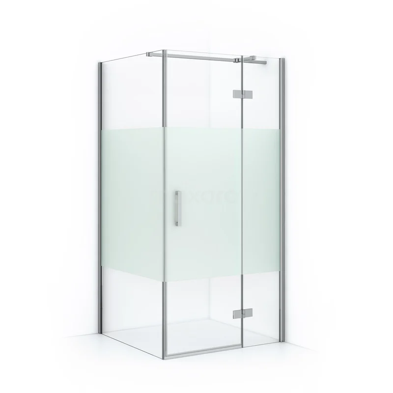 Diamond Shower enclosure | 100x90 cm Chrome Clear with matt strip Pivot door Rectangle CDB223610313C