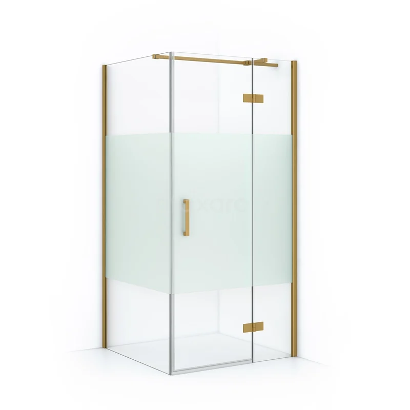 Diamond Shower enclosure | 100x90 cm Gold Clear with matt strip Pivot door Rectangle CDB223610313GGN