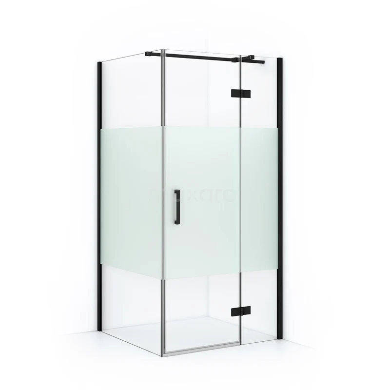 Diamond Shower enclosure | 100x90 cm Matte black Clear with matt strip Pivot door Rectangle CDB224609313MB