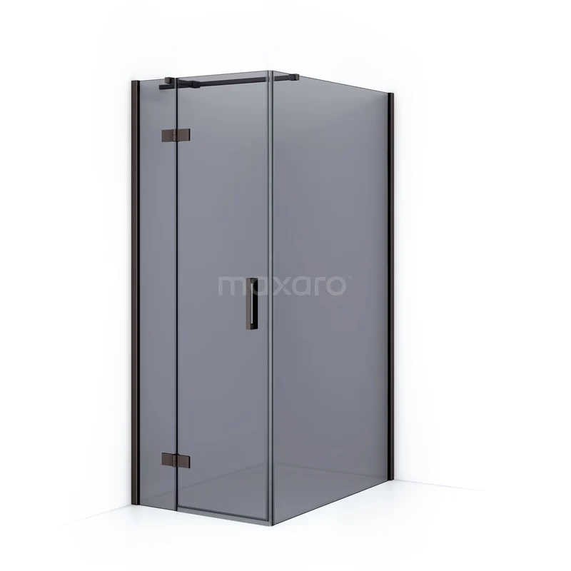 Diamond Shower enclosure | 110x80 cm Black metal Smoke glass Pivot door Rectangle CDB213511311ZMN