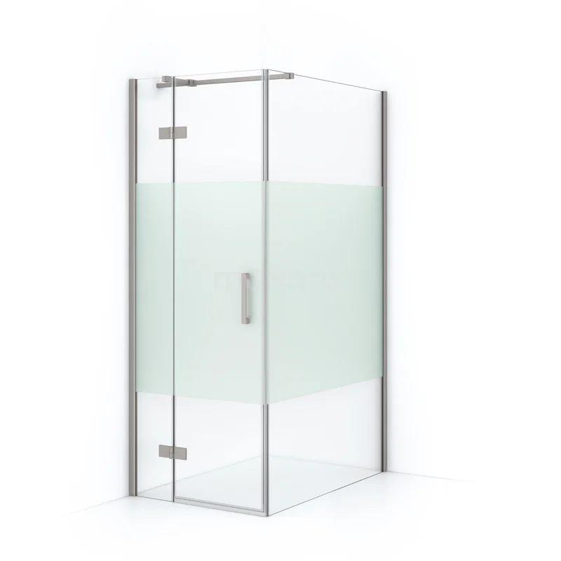 Diamond Shower enclosure | 120x80 cm Stainless steel Clear with matt strip Pivot door Rectangle CDB213512313BR