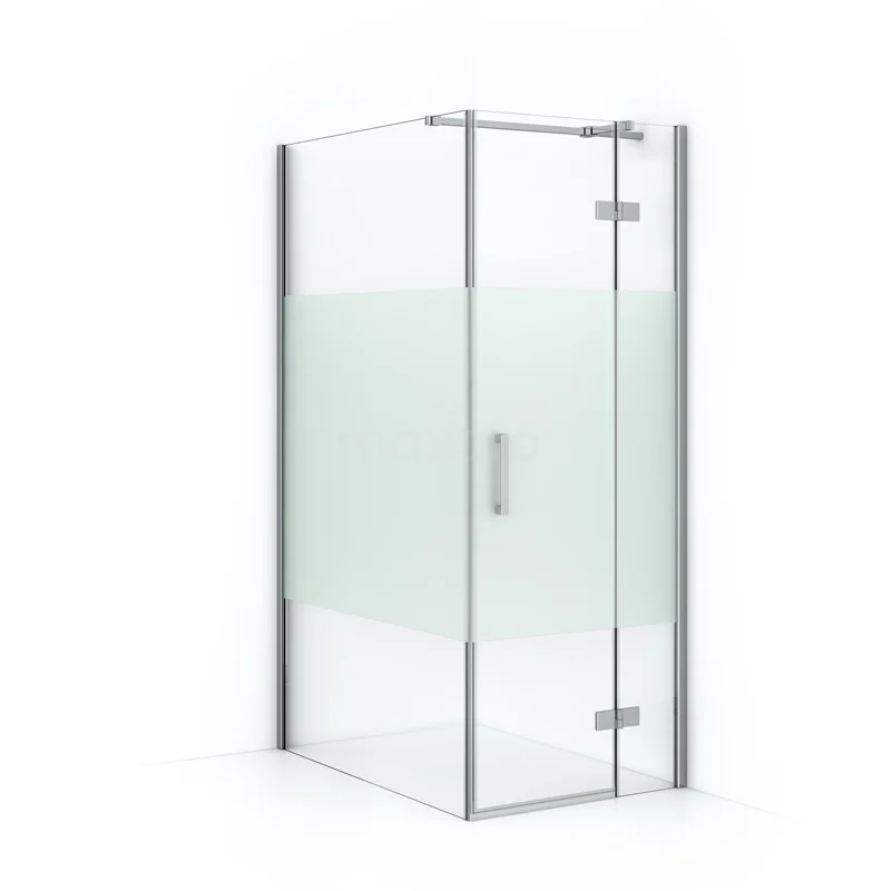 Duschkabine Diamond 120x80cm aus klarem Sicherheitsglas mit mattem Streifen Chrom CDB223512313C Eck-Duschkabine mit Klarglas und mattgläsernem Streifen, Aluminiumprofile, ideal für moderne Bäder.