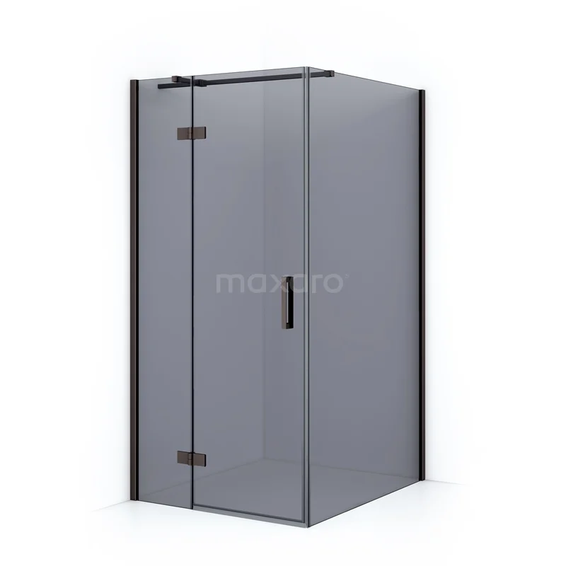 Diamond Shower enclosure | 120x100 cm Black metal Smoke glass Pivot door Rectangle CDB214612311ZMN