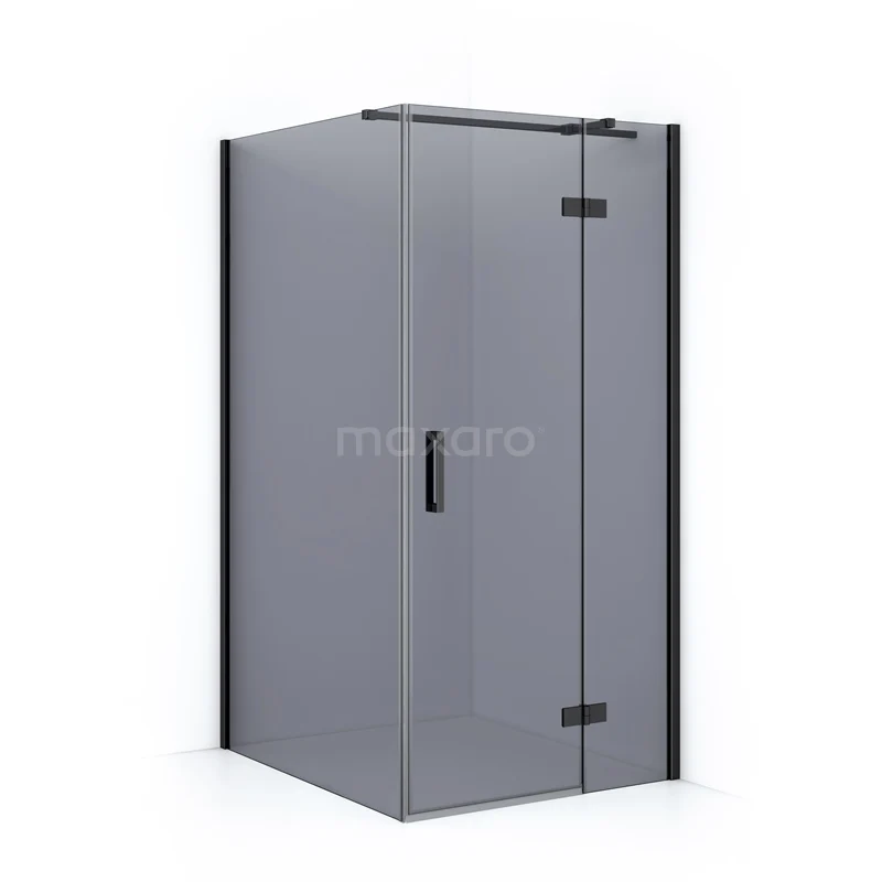 Diamond Shower cabin | 120x100 cm Black chrome Smoke glass Pivot door Rectangle CDB224612311BCN Corner shower cabin in frosted glass with black hinges, ideal for a modern bathroom style.