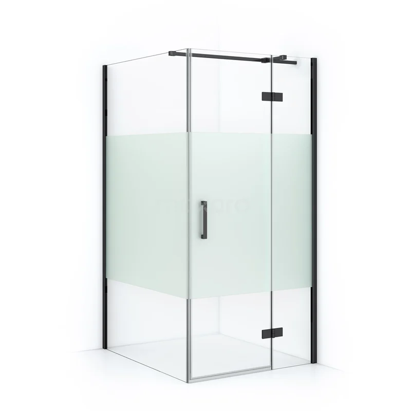 Diamond Shower enclosure | 120x90 cm Black chrome Clear with matt strip Pivot door Rectangle CDB223612313BCN