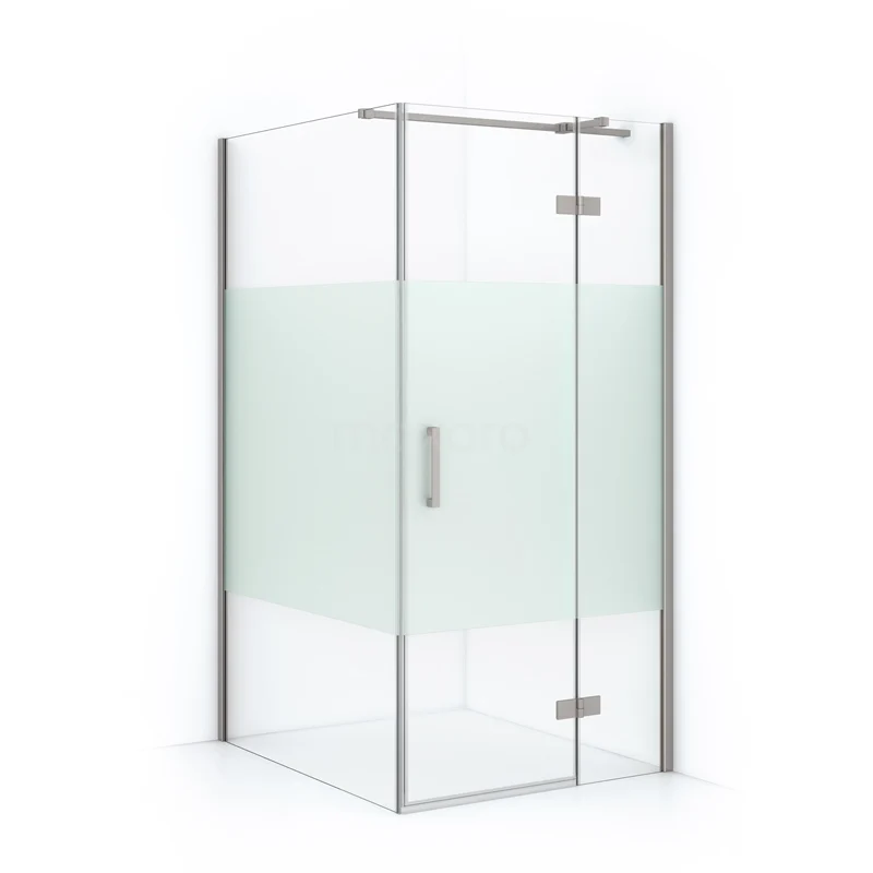 Diamond Shower enclosure | 120x90 cm Stainless steel Clear with matt strip Pivot door Rectangle CDB223612313BR