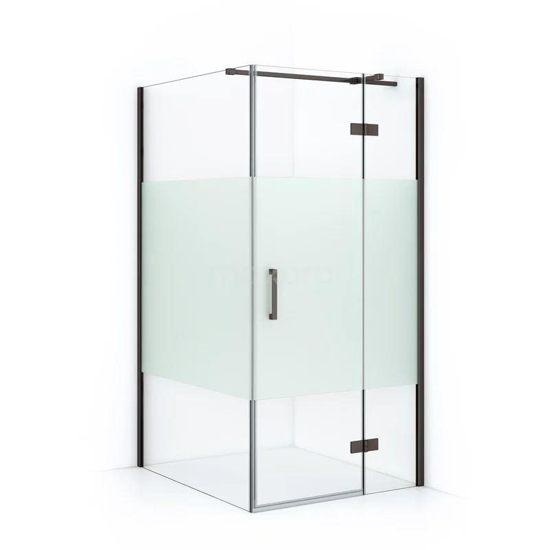 Diamond Shower enclosure | 120x100 cm Black metal Clear with matt strip Pivot door Rectangle CDB224612313ZMN