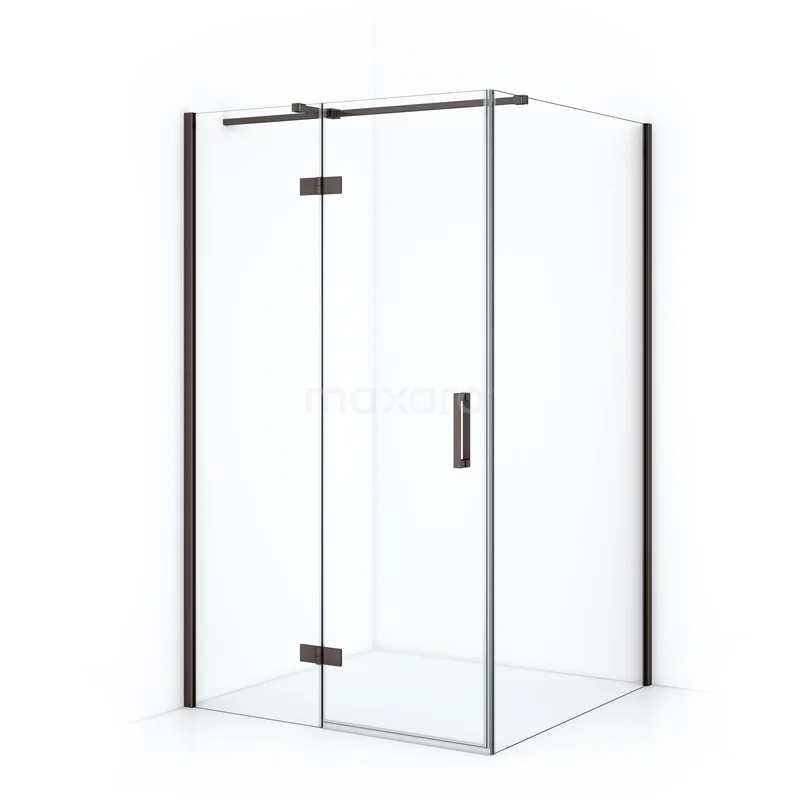 Diamond Shower cabin | 120x110 cm Black metal Clear glass Pivot door Rectangle CDB216611310ZMN Corner shower with clear glass, matte black aluminium profiles, modern style for a stylish bathroom environment.