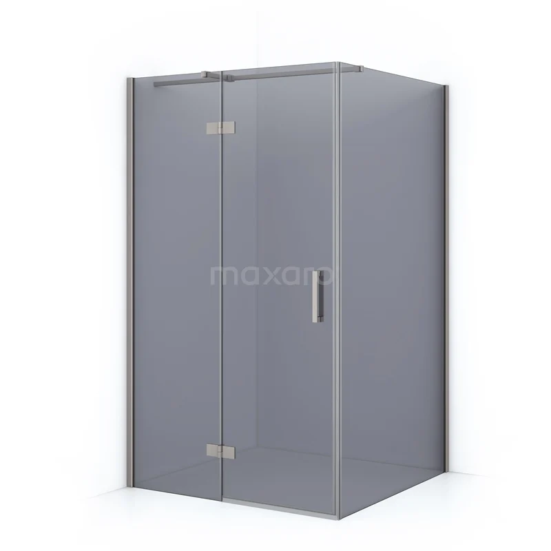 Duschkabine Diamant 110x90cm Rauchglas Sicherheitsglas Gebürsteter Edelstahl CDB216509311BR Graue rechteckige Duschkabine mit Glastüren und metallischem Haltegriff, ideal für eine moderne Badezimmergestaltung.