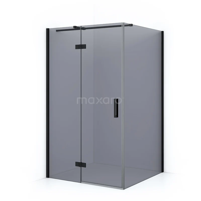 Duschkabine Diamond 120x120cm Rauchglas Sicherheitsglas Matt Schwarz CDB216612311MB Eck-Duschkabine mit schwarzem Aluminiumrahmen und klaren Glastüren, perfekt für ein modernes Badezimmer.