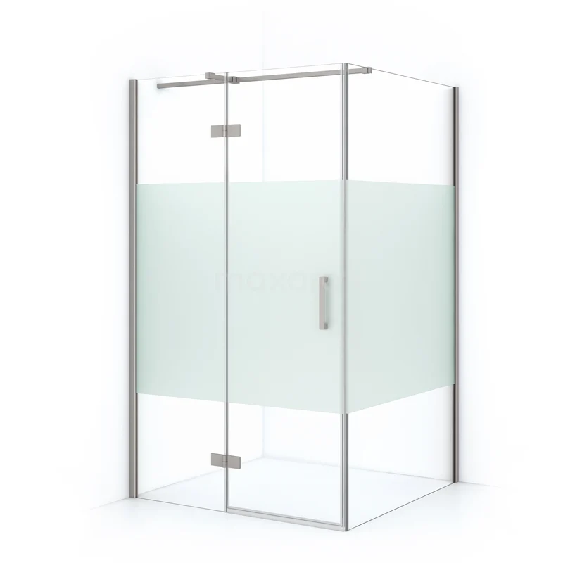 Diamond Shower enclosure | 110x80 cm Stainless steel Clear with matt strip Pivot door Rectangle CDB216508313BR