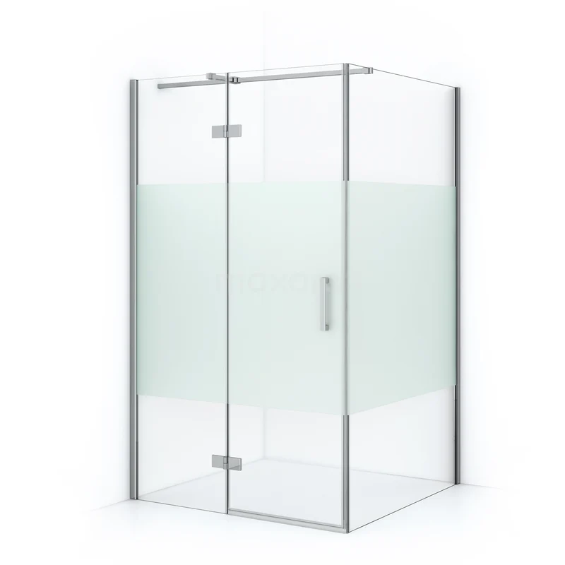 Diamond Shower enclosure | 110x80 cm Chrome Clear with matt strip Pivot door Rectangle CDB216508313C