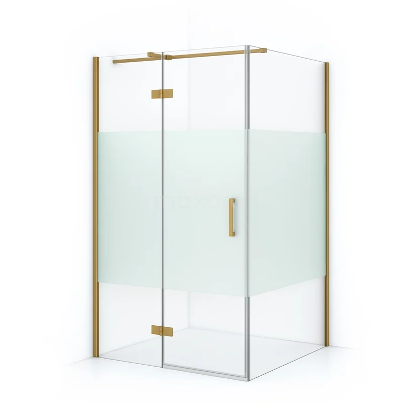 Diamond Shower enclosure | 110x80 cm Gold Clear with matt strip Pivot door Rectangle CDB216508313GGN
