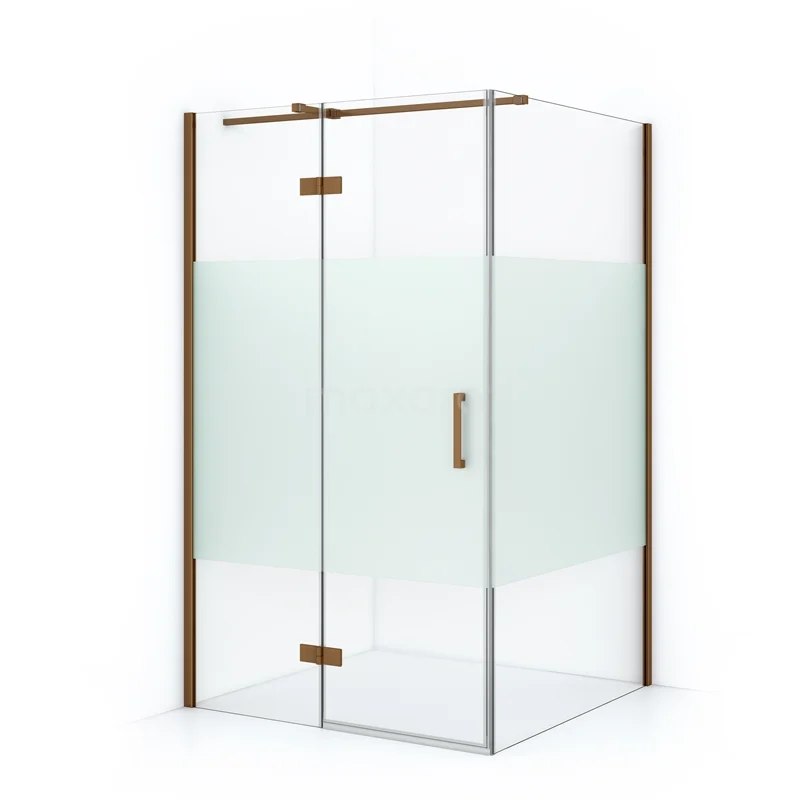 Diamond Shower enclosure | 110x80 cm Copper Clear with matt strip Pivot door Rectangle CDB216508313KP