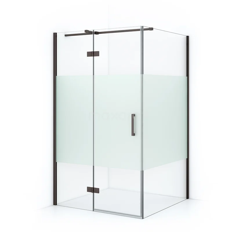Diamond Duschkabine | 120x110 cm Schwarzes Metall Drehtür Rechteck CDB216611313ZMN Moderne Duschkabine aus Glas mit schwarzem Metallrahmen, mattem Glas und klarem Design; perfekt für stilvolle Bäder.