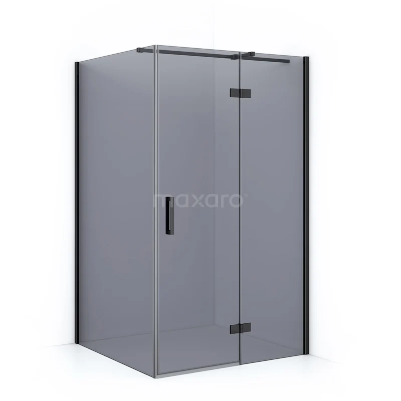 Diamond Shower cabin | 110x100 cm Black chrome Smoke glass Pivot door Rectangle CDB226510311BCN Modern square shower enclosure, matte black frame, frosted glass walls and door, ideal as a stylish bathroom addition.