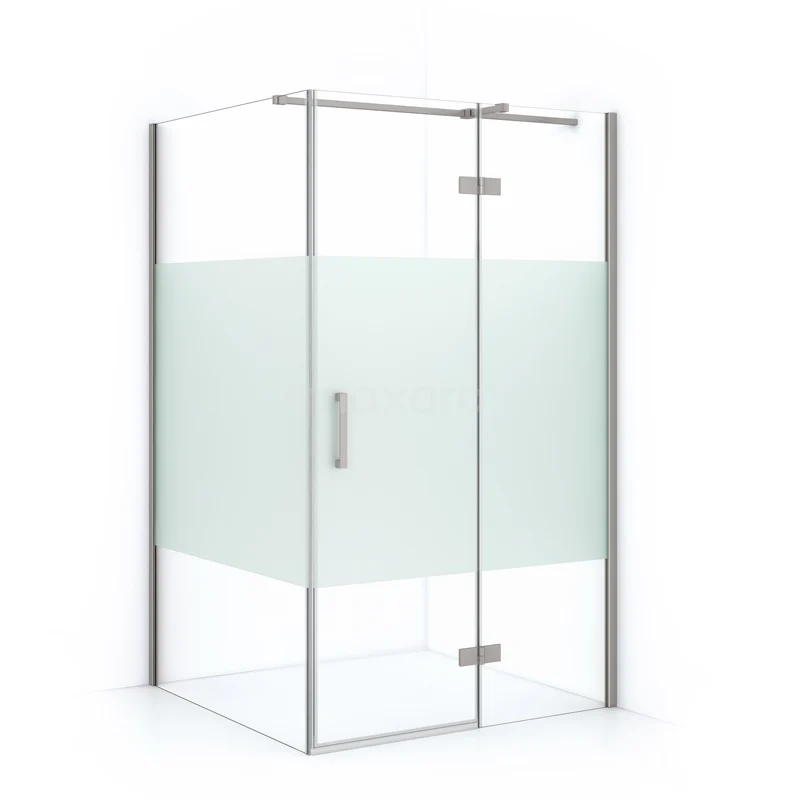 Diamond Shower enclosure | 120x80 cm Stainless steel Clear with matt strip Pivot door Rectangle CDB226608313BR