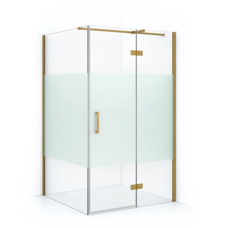 Diamond Duschkabine | 120x80 cm Gold Drehtür Rechteck CDB226608313GGN Goldene Eck-Duschkabine mit klarem und Mattglas, modernes Design für ein stilvolles Badezimmer.