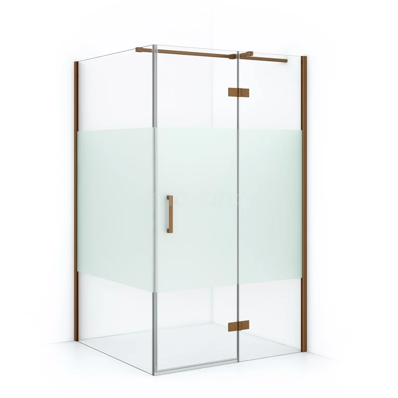 Diamond Shower enclosure | 120x110 cm Copper Clear with matt strip Pivot door Rectangle CDB226512313KP