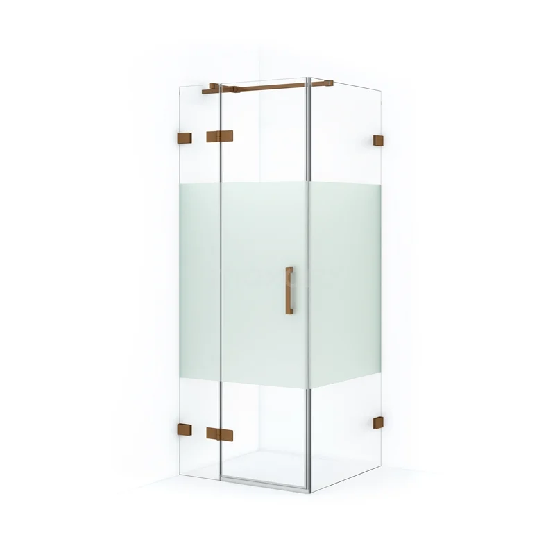 Diamond Shower enclosure | 80x80 cm Copper Clear with matt strip Pivot door Square CDB213508323KP