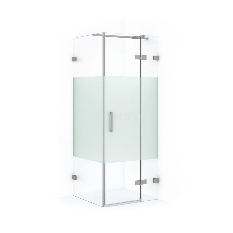 Diamond Shower enclosure | 80x80 cm Stainless steel Clear with matt strip Pivot door Square CDB223508323BR