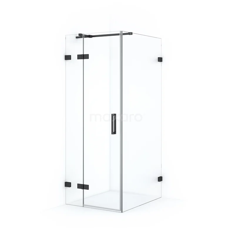 Diamond Shower enclosure | 90x80 cm Black chrome Clear glass Pivot door Rectangle CDB213509320BC