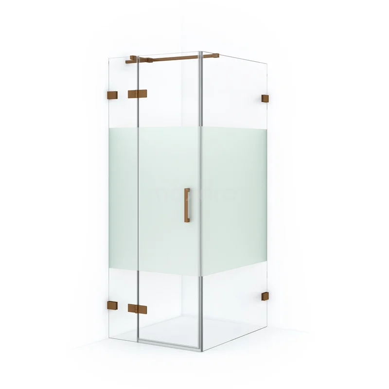 Diamond Shower enclosure | 90x80 cm Copper Clear with matt strip Pivot door Rectangle CDB213509323KP