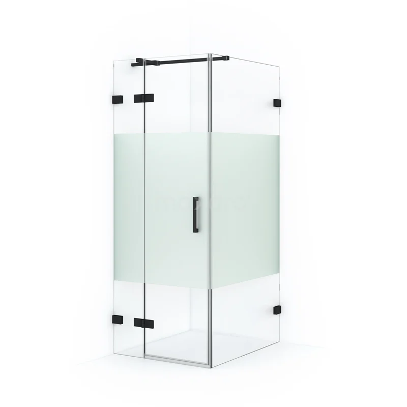 Diamond Shower enclosure | 90x80 cm Matte black Clear with matt strip Pivot door Rectangle CDB213509323MB