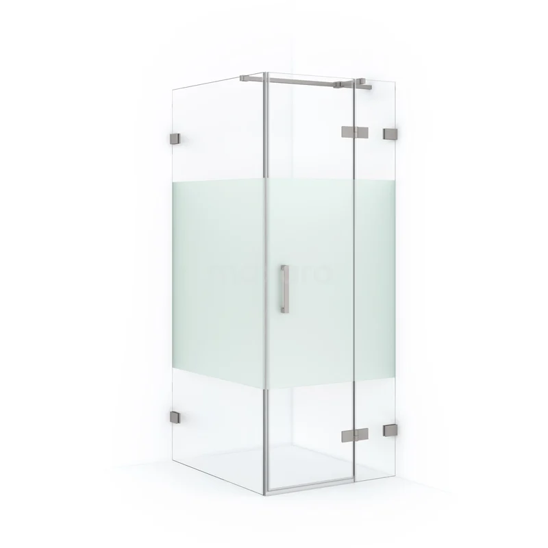 Diamond Shower enclosure | 90x80 cm Stainless steel Clear with matt strip Pivot door Rectangle CDB223509323BR