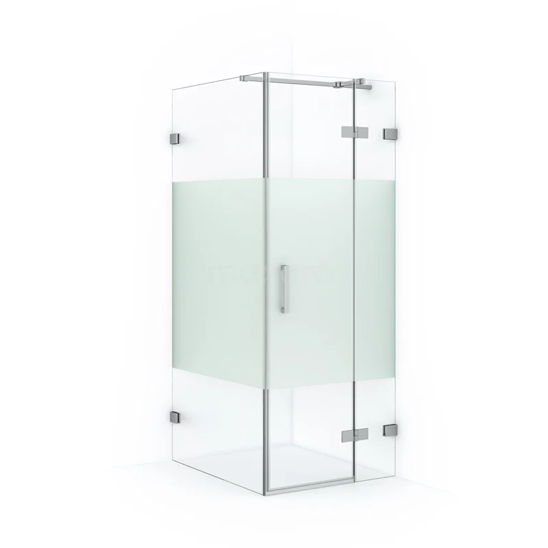 Diamond Shower enclosure | 90x80 cm Chrome Clear with matt strip Pivot door Rectangle CDB223509323C
