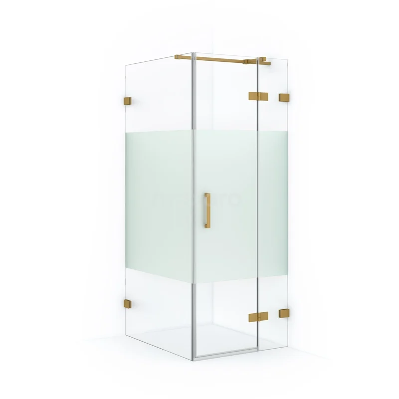 Diamond Shower enclosure | 90x80 cm Gold Clear with matt strip Pivot door Rectangle CDB223509323GG