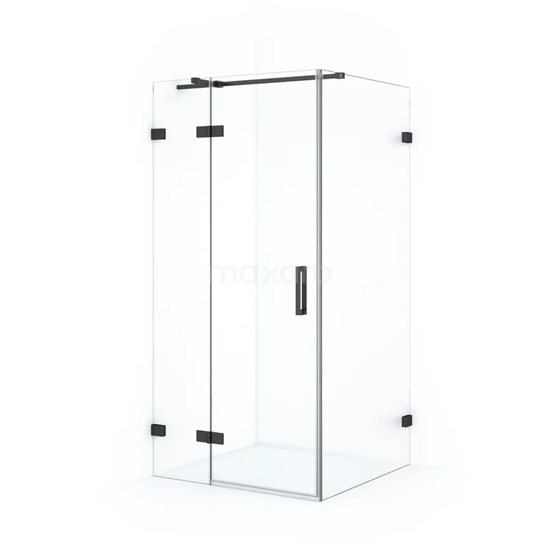 Diamond Shower enclosure | 90x80 cm Black chrome Clear glass Pivot door Rectangle CDB213608320BC