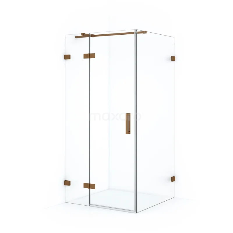 Duschkabine Diamant 90x70cm aus klarem Sicherheitsglas Kupfer CDB213607320KP Duschkabine mit gläsernen Wänden, goldfarbigen Details, Eckmodell; ideal für eine luxuriöse Badezimmer Einrichtung.