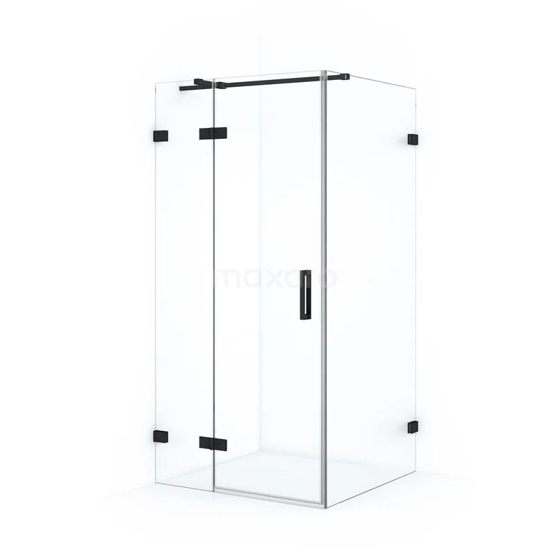 Diamond Shower enclosure | 100x90 cm Matte black Clear glass Pivot door Rectangle CDB213610320MB