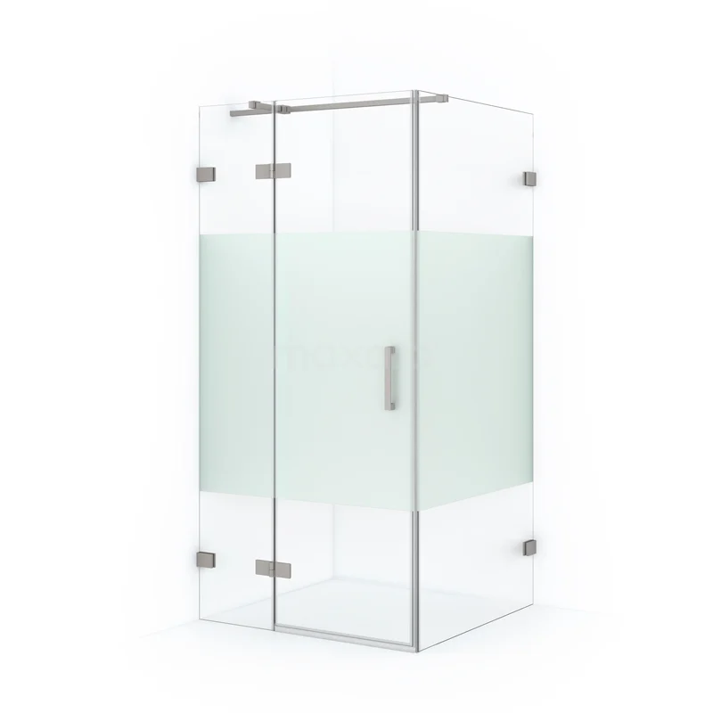 Diamond Shower enclosure | 100x90 cm Stainless steel Clear with matt strip Pivot door Rectangle CDB214609323BR