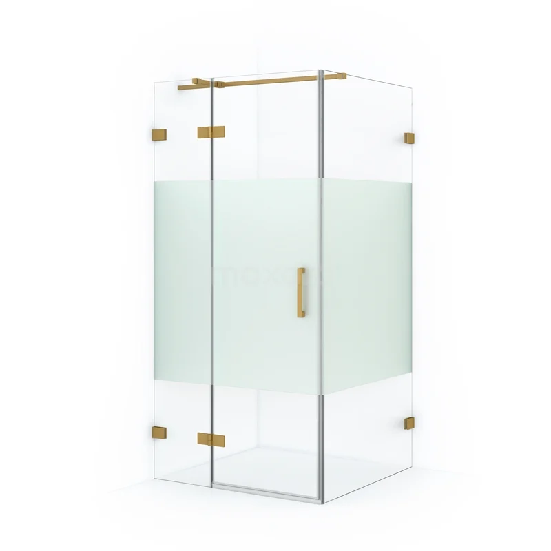 Diamond Shower enclosure | 100x100 cm Gold Clear with matt strip Pivot door Square CDB214610323GG