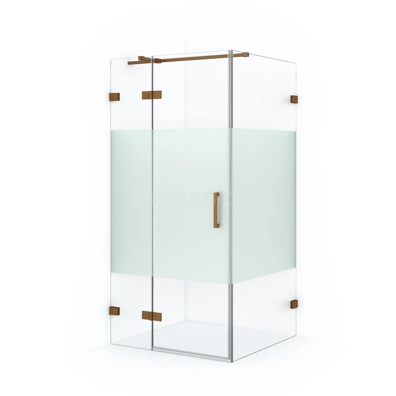 Diamond Shower enclosure | 100x100 cm Copper Clear with matt strip Pivot door Square CDB214610323KP