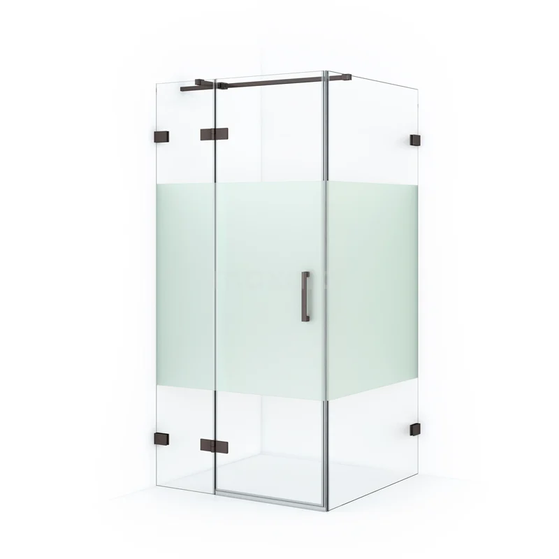 Diamond Shower enclosure | 90x90 cm Black metal Clear with matt strip Pivot door Square CDB213609323ZM