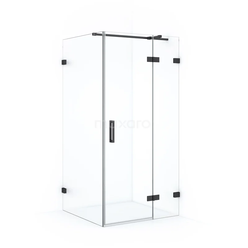 Diamond Shower enclosure | 90x80 cm Black chrome Clear glass Pivot door Rectangle CDB223608320BC