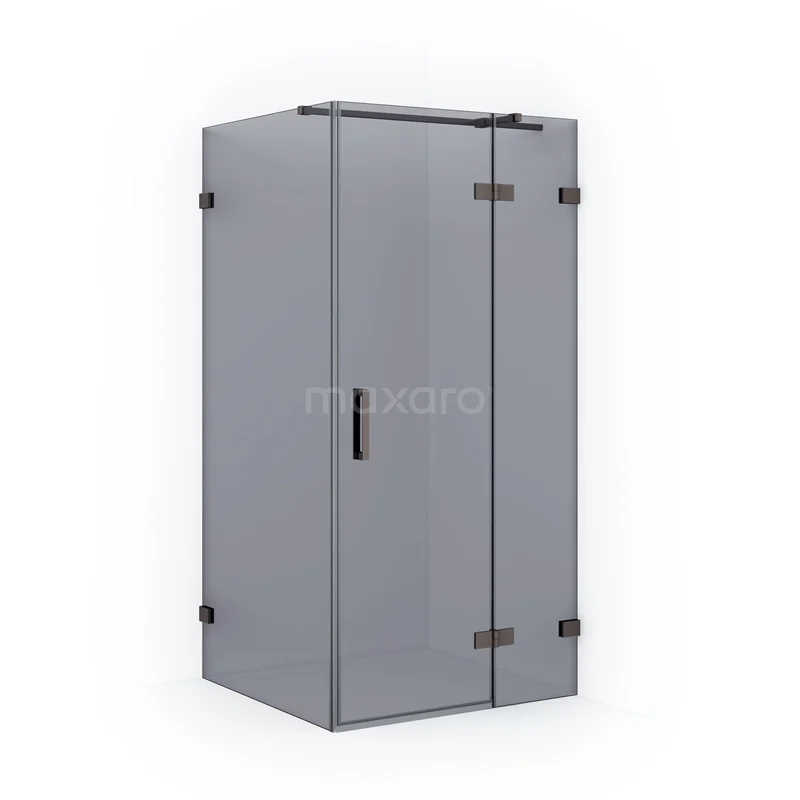 Diamond Shower enclosure | 100x90 cm Black metal Smoke glass Pivot door Rectangle CDB224609321ZM