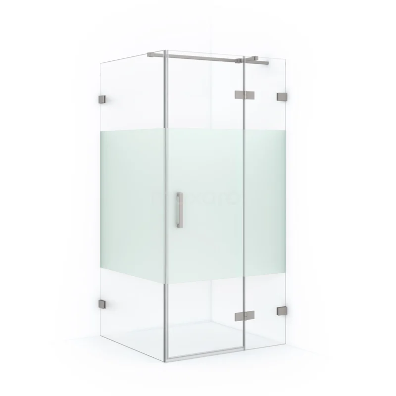 Diamond Shower enclosure | 90x90 cm Stainless steel Clear with matt strip Pivot door Square CDB223609323BR