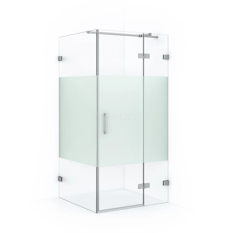 Diamond Shower enclosure | 90x90 cm Chrome Clear with matt strip Pivot door Square CDB223609323C