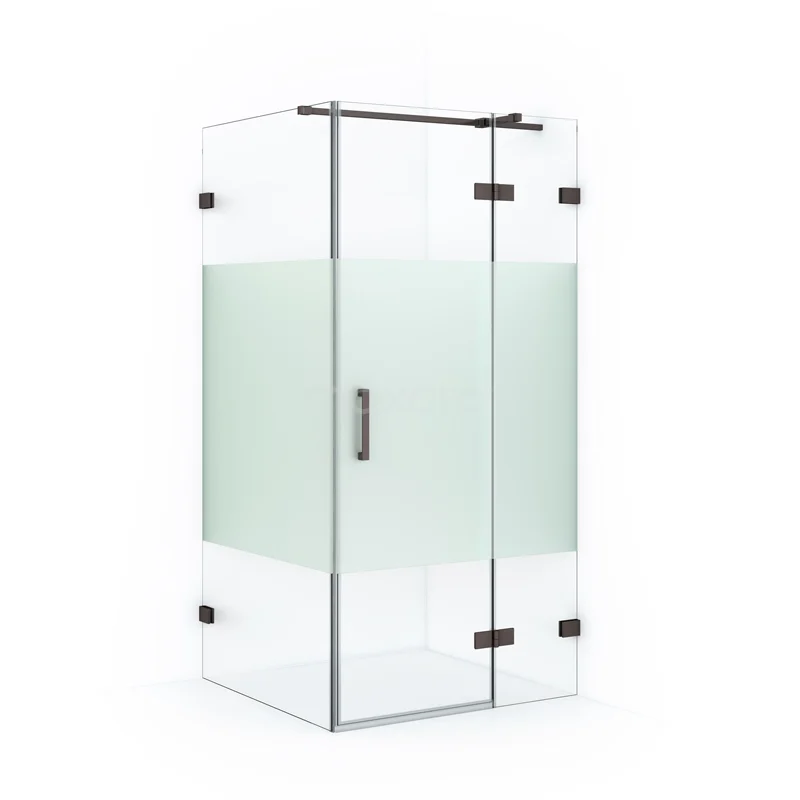 Diamond Shower enclosure | 100x80 cm Black metal Clear with matt strip Pivot door Rectangle CDB224608323ZM