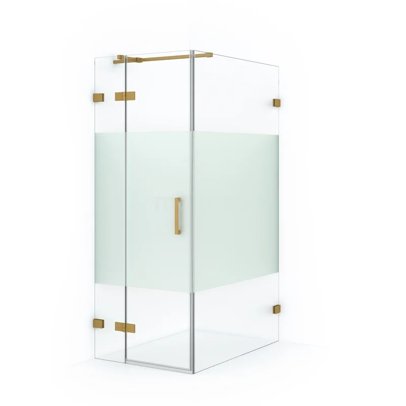 Diamond Shower enclosure | 110x80 cm Gold Clear with matt strip Pivot door Rectangle CDB213511323GG