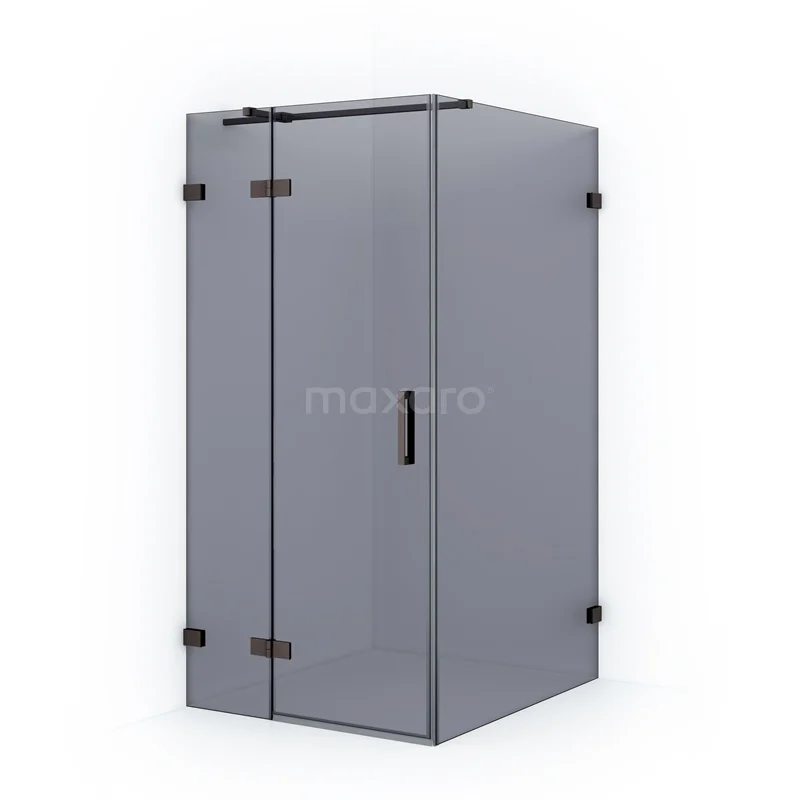 Diamond Shower enclosure | 110x100 cm Black metal Smoke glass Pivot door Rectangle CDB214611321ZM