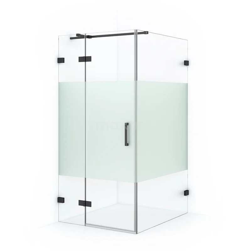 Diamond Shower enclosure | 110x100 cm Black chrome Clear with matt strip Pivot door Rectangle CDB214611323BC