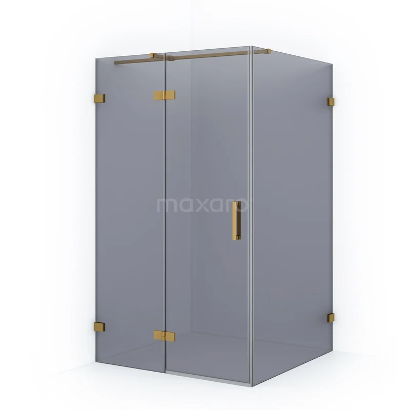 Diamond Shower enclosure | 110x90 cm Gold Smoke glass Pivot door Rectangle CDB216509321GG