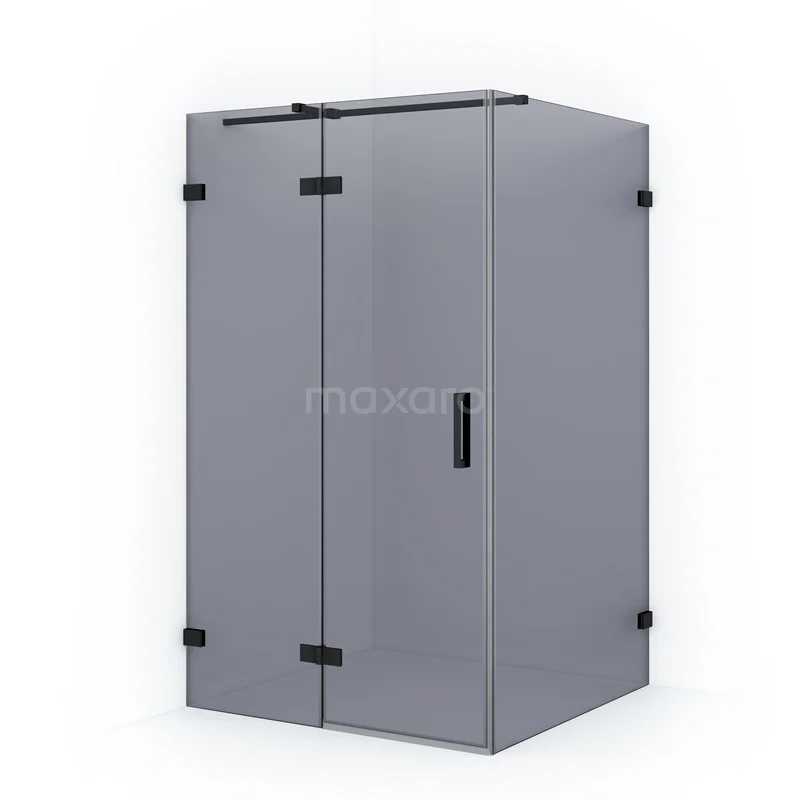 Diamond Shower enclosure | 110x80 cm Matte black Smoke glass Pivot door Rectangle CDB216508321MB